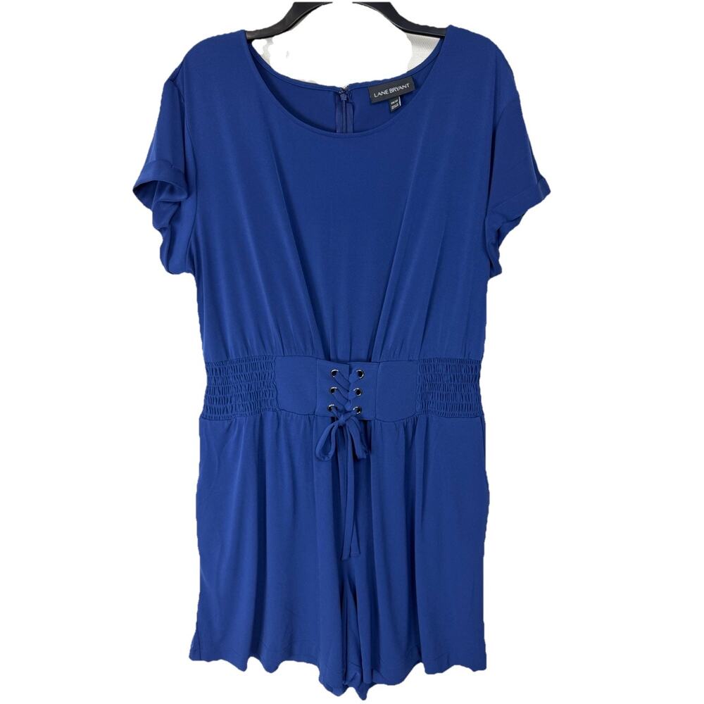 Lane Bryant Romper Shorts 14/16 Short Sleeves Pockets Lightweight Vacation Navy